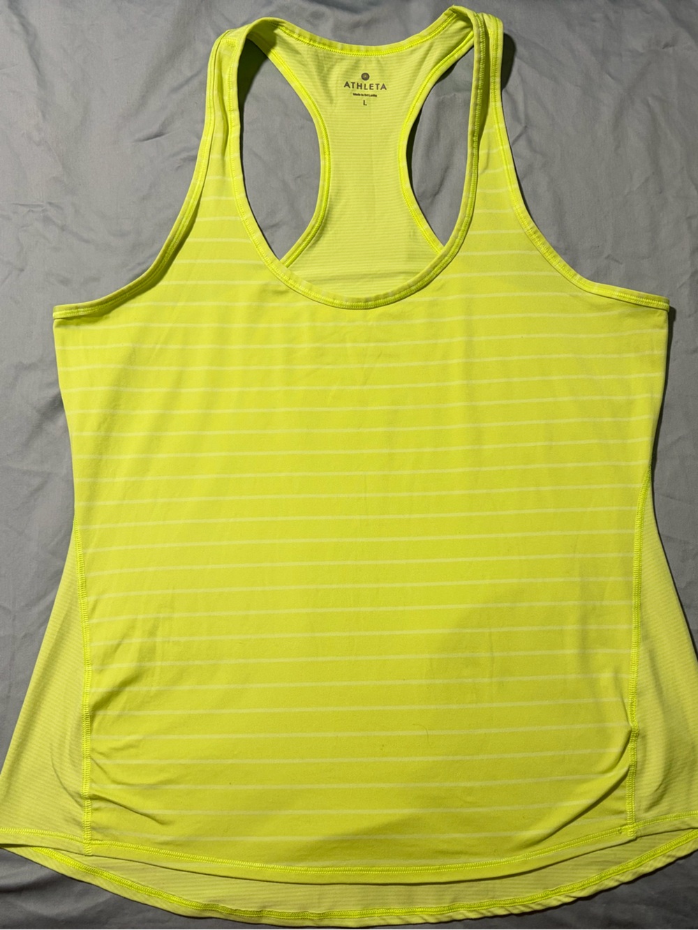 Athleta Neon Yellow Striped Racerback Tank